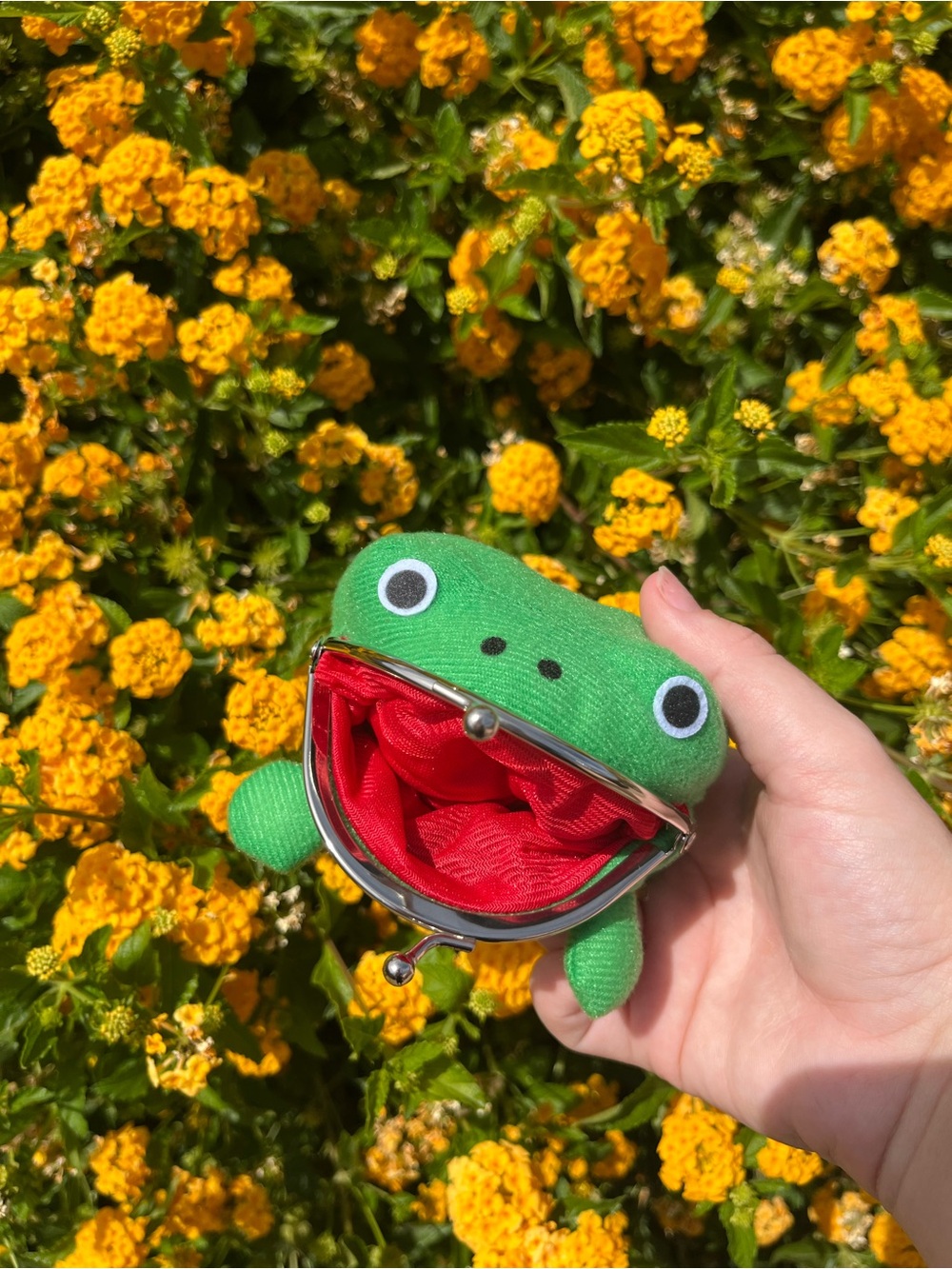 Naruto Green Frog Plush Coin purse with Red Lining